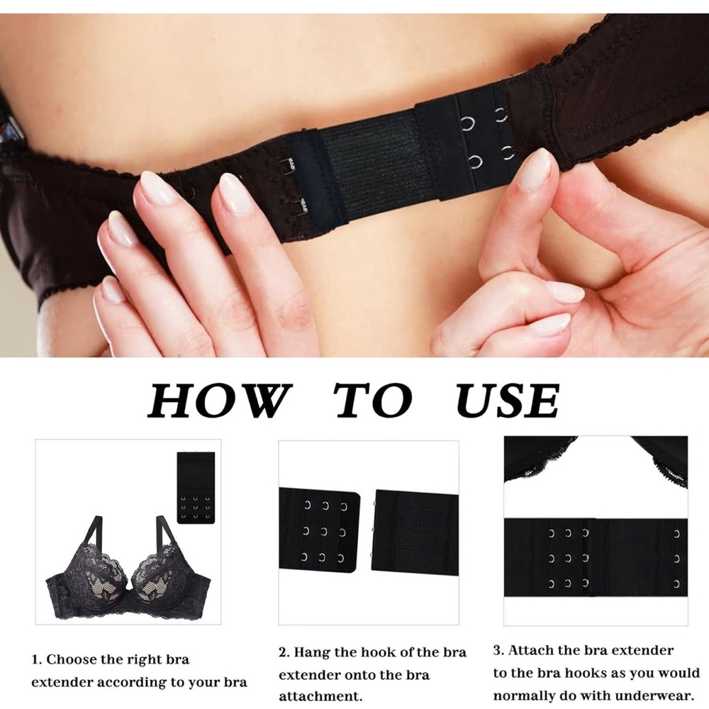 Bra Extender Set in Neutral Colors gray black white tan - Picture 5 of 6